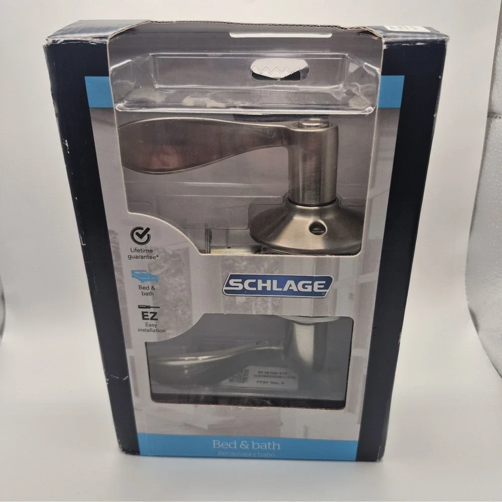 Schlage Privacy Bed Bath Door Handle Accent Satin Nickel F40 ACC 619 NOB